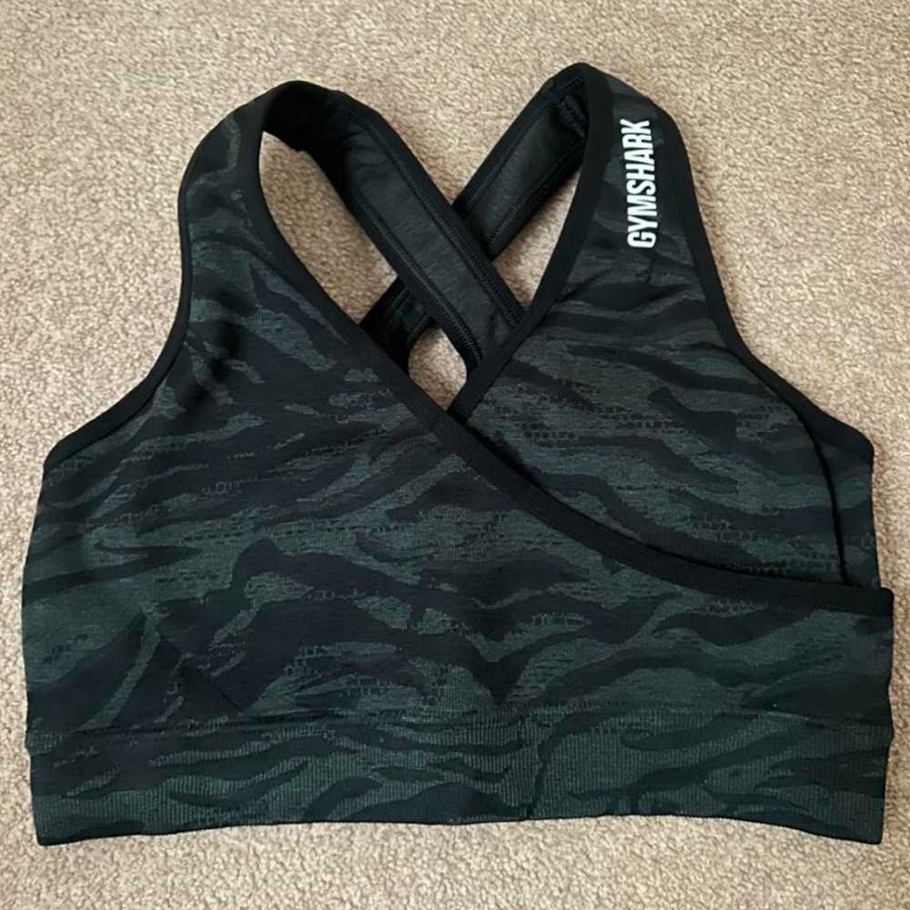 Gymshark Dark Green Camo Sports Bra